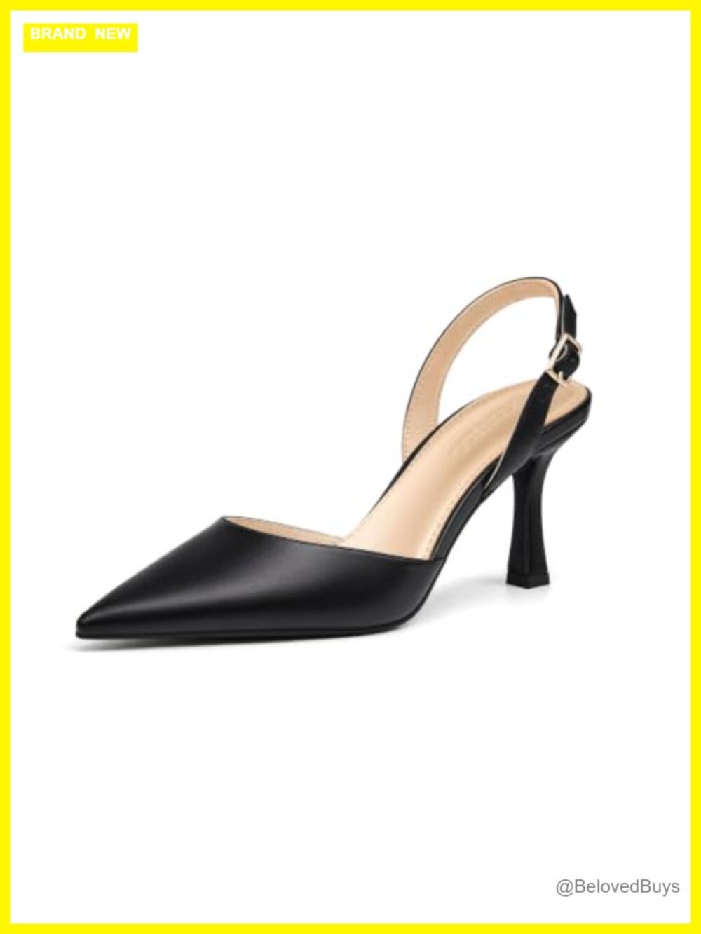 Womens Slingback Kitten Heels Pointed Toe Pumps D'Orsay Slip On Party Dress